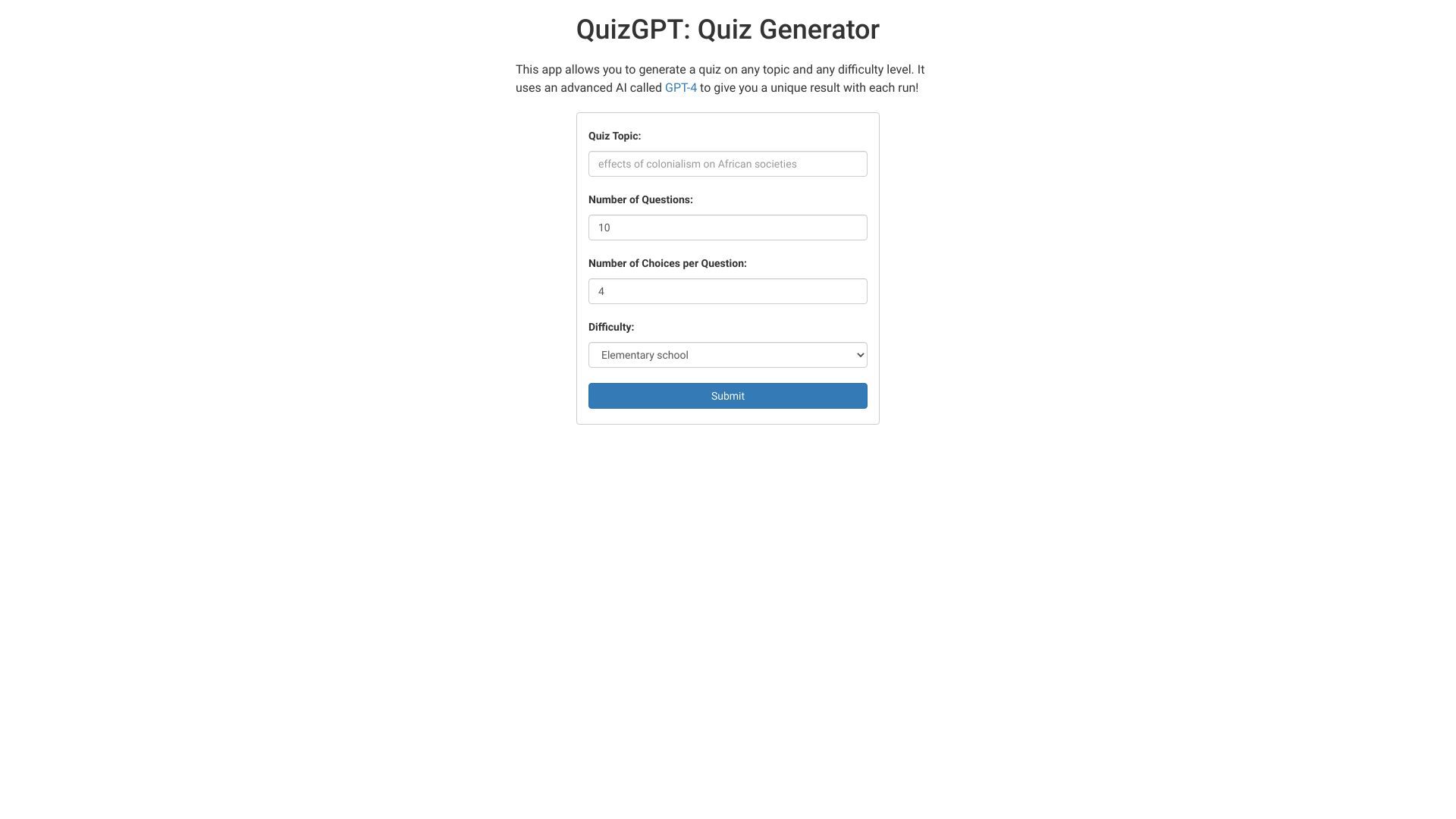 QuizGPT: Classroom Quiz Generator image