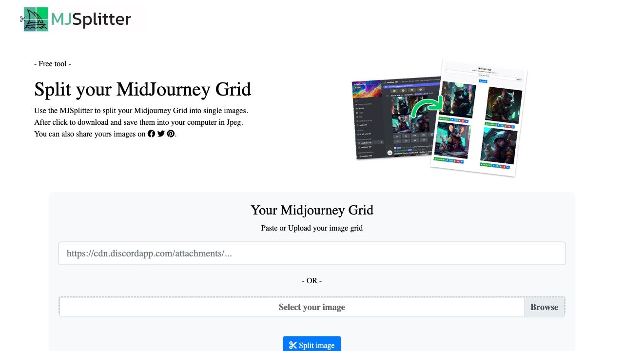 Midjourney Grid Splitter image