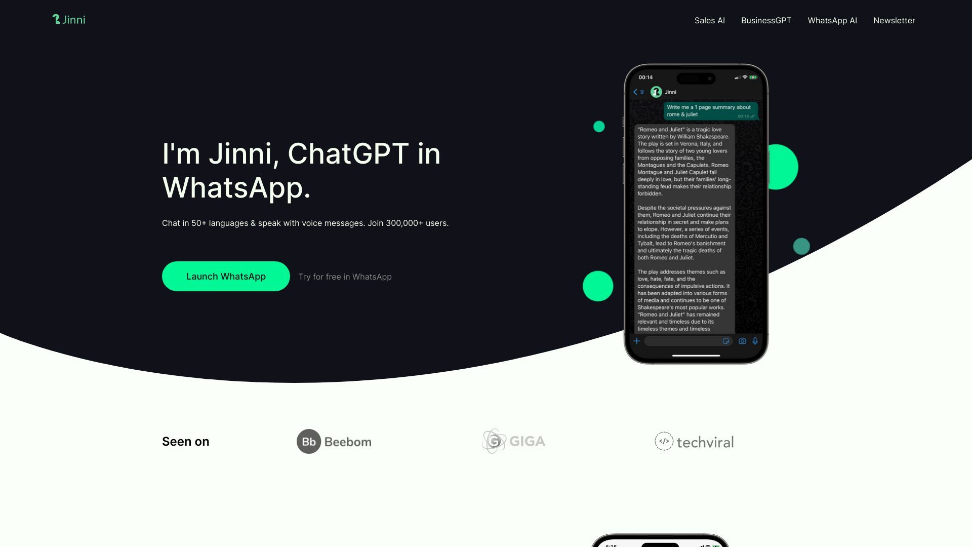 ChatGPT in WhatsApp - Jinni AI image
