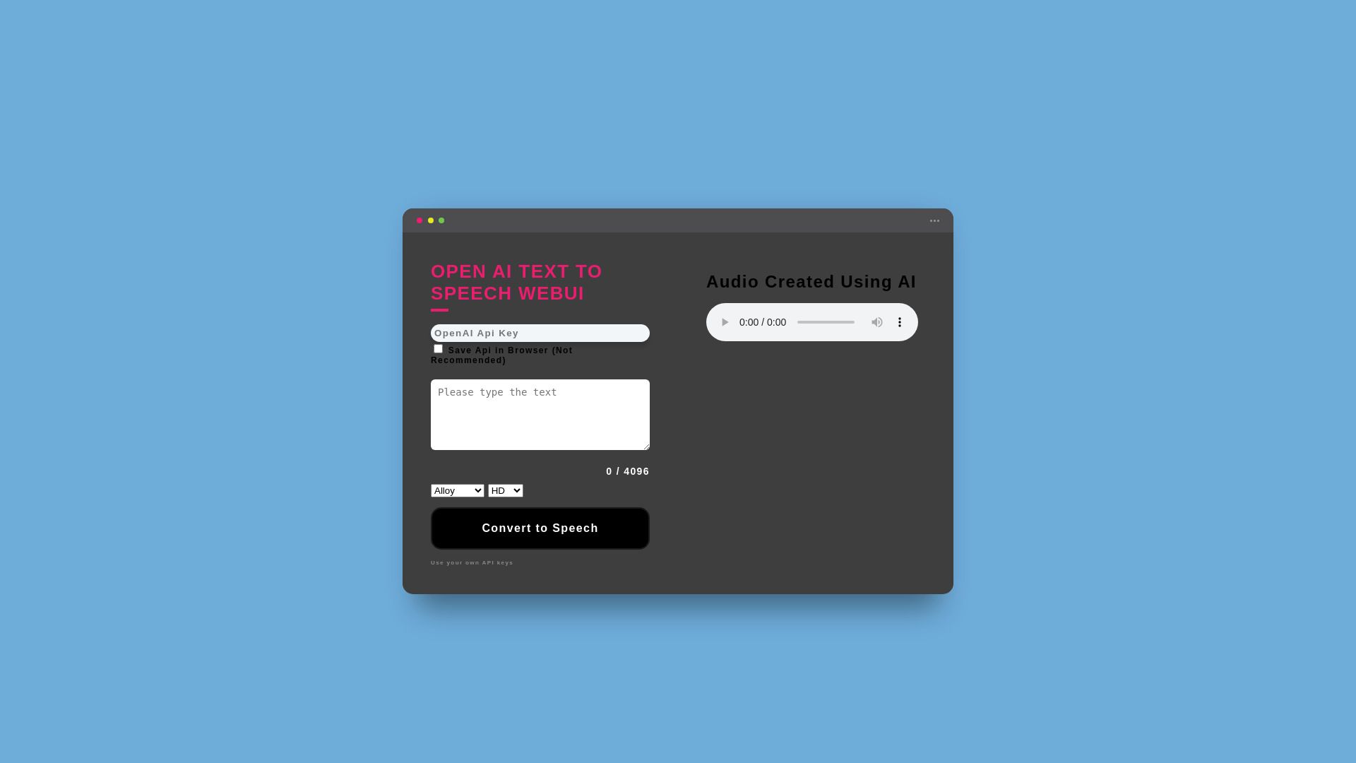 OpenAI Text To Speech WebUI image