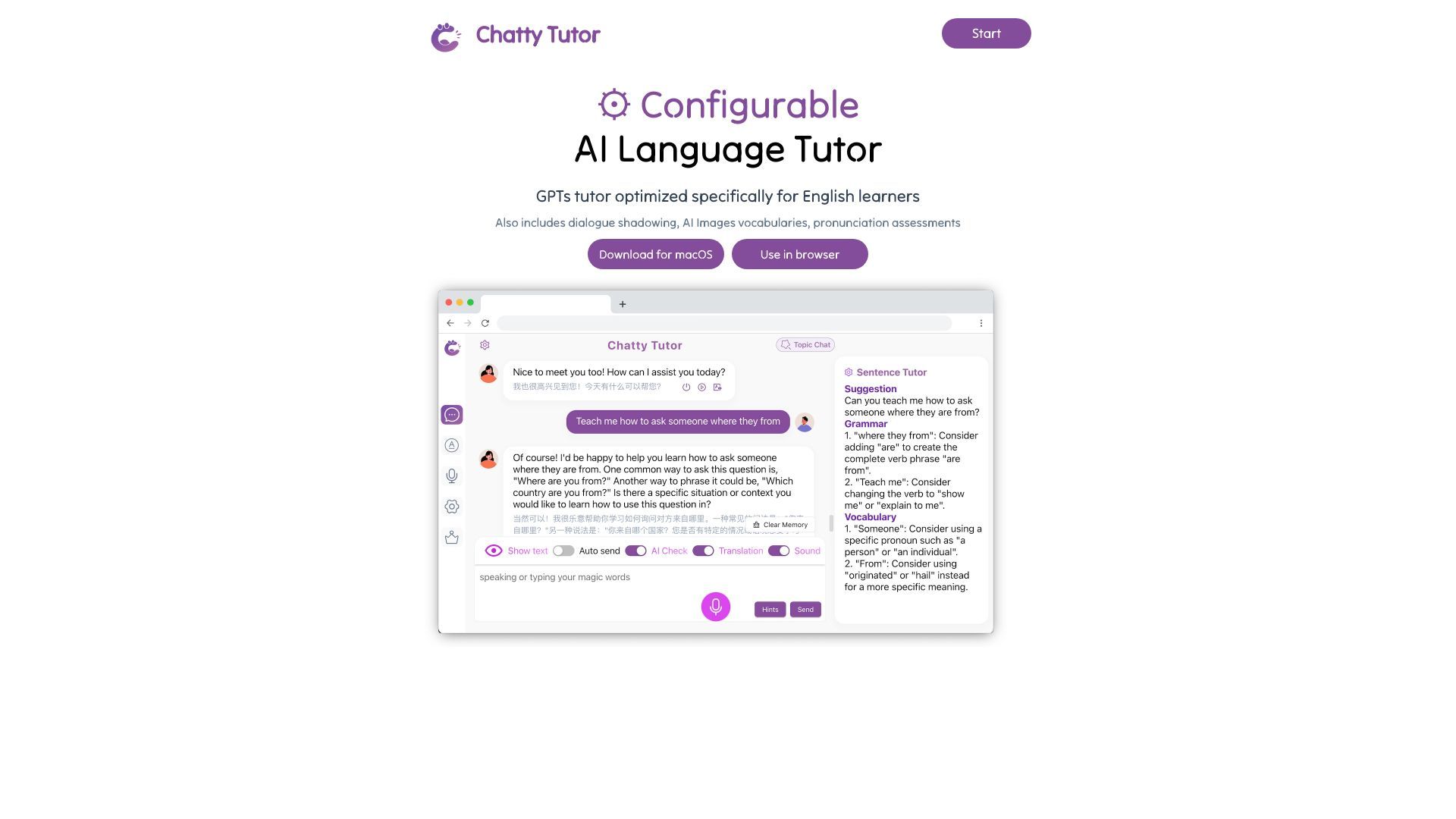 Chatty Tutor - Configurable AI Language Tutor image