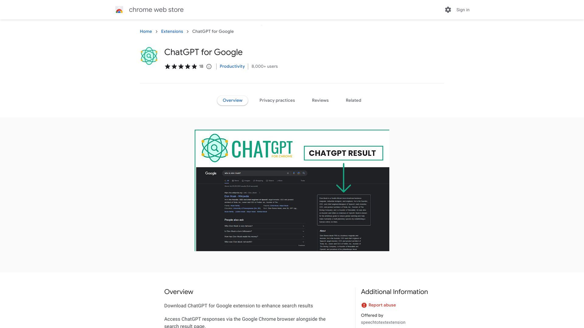 ChatGPT Google Chrome Extension image