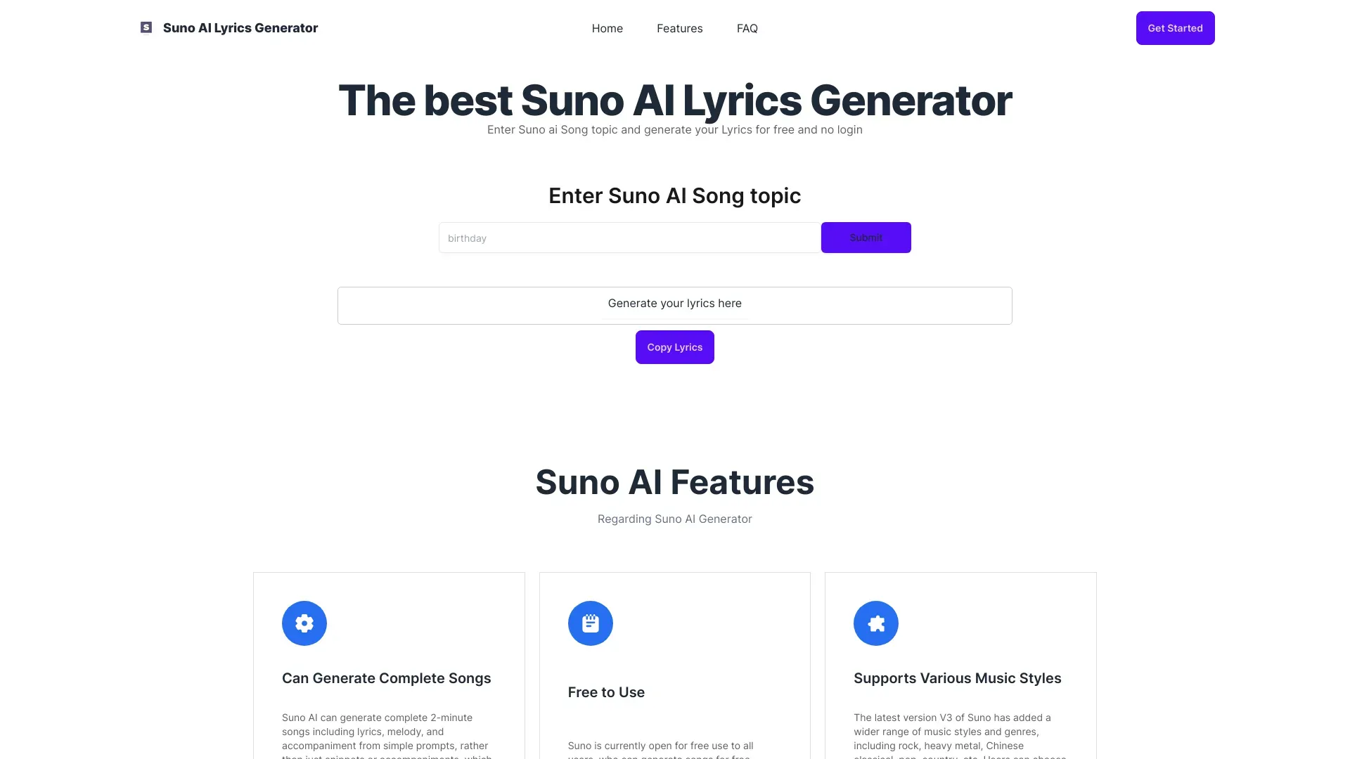 Suno AI Lyrics Generator image