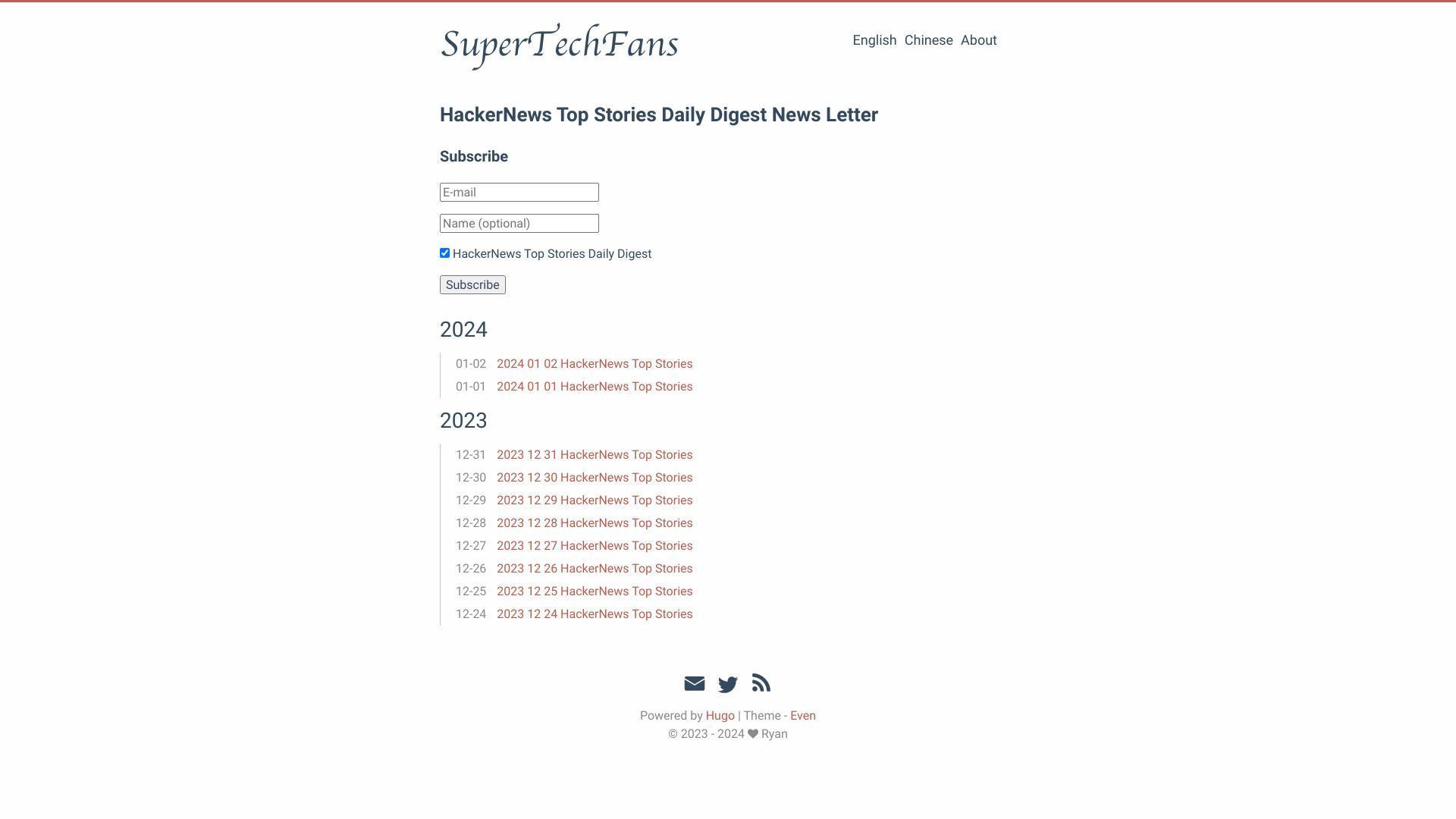 HackerNews daily Top stories Digest by AI, mailing list image