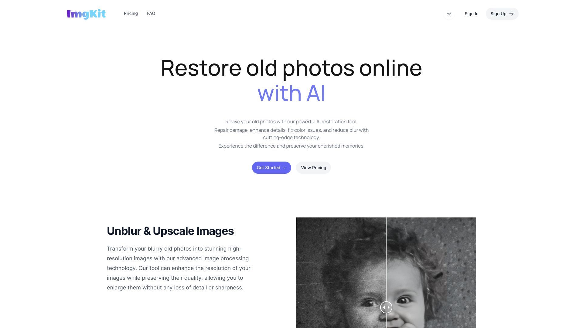 AI Old Photo Restoration Online - ImgKit image