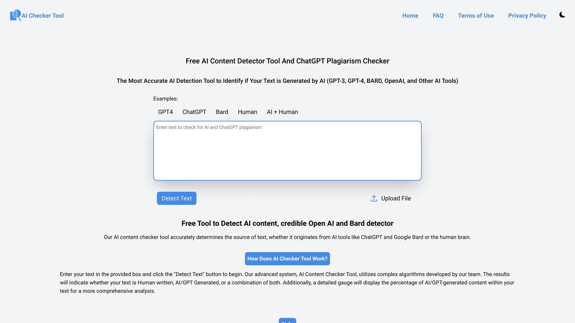 Free AI Content Detector Tool And ChatGPT Plagiarism Checker image