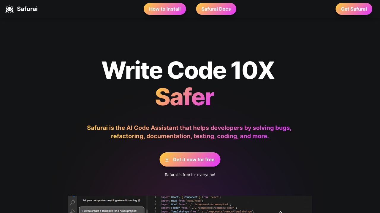 Safurai | Assistant for Developers - AI Coding Tool image