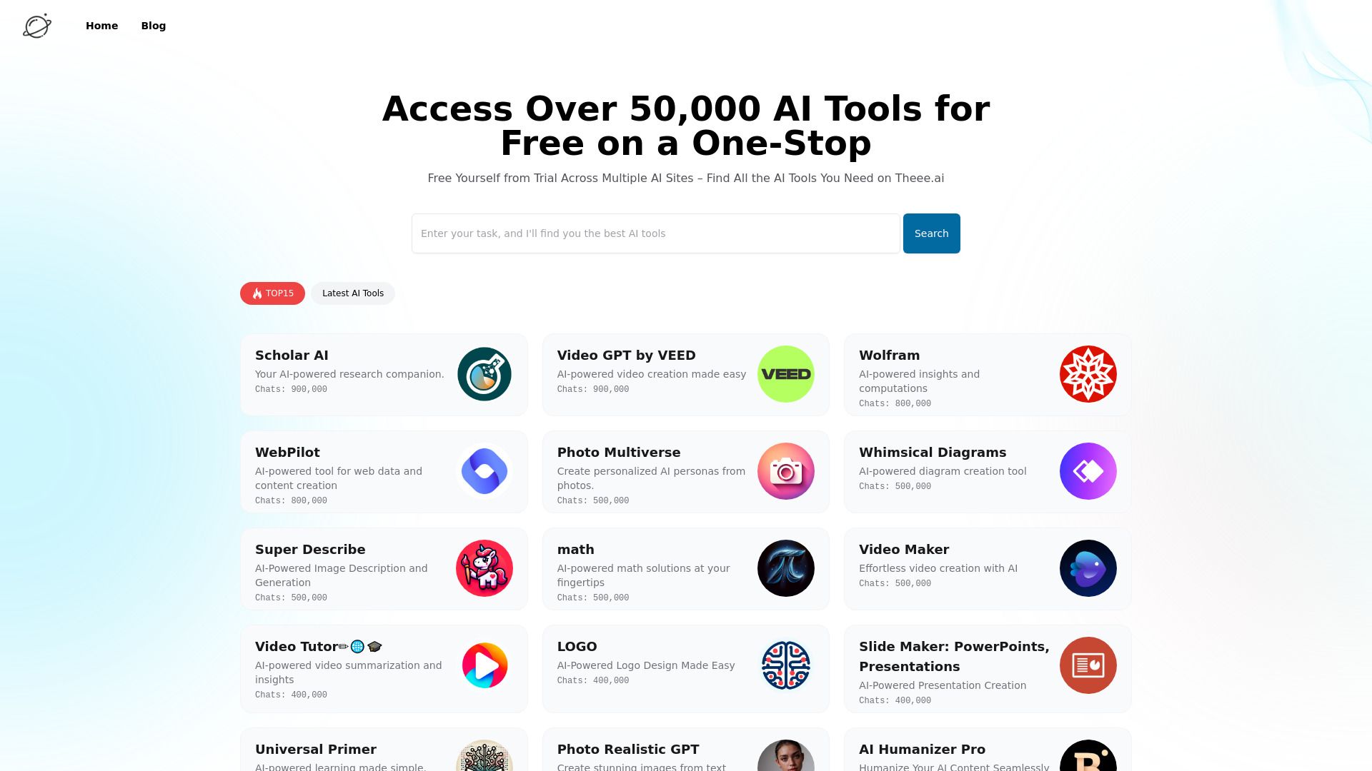 Theee.ai: Access Over 50,000 GPTs Tools Powered by GPT4o for Free image