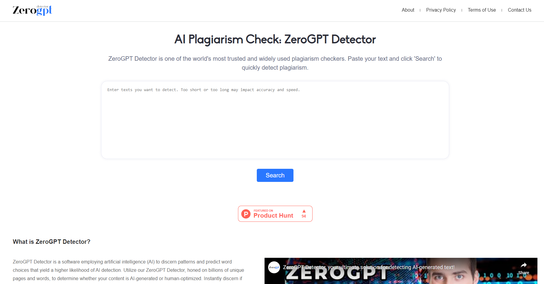 ZeroGPT Detector image