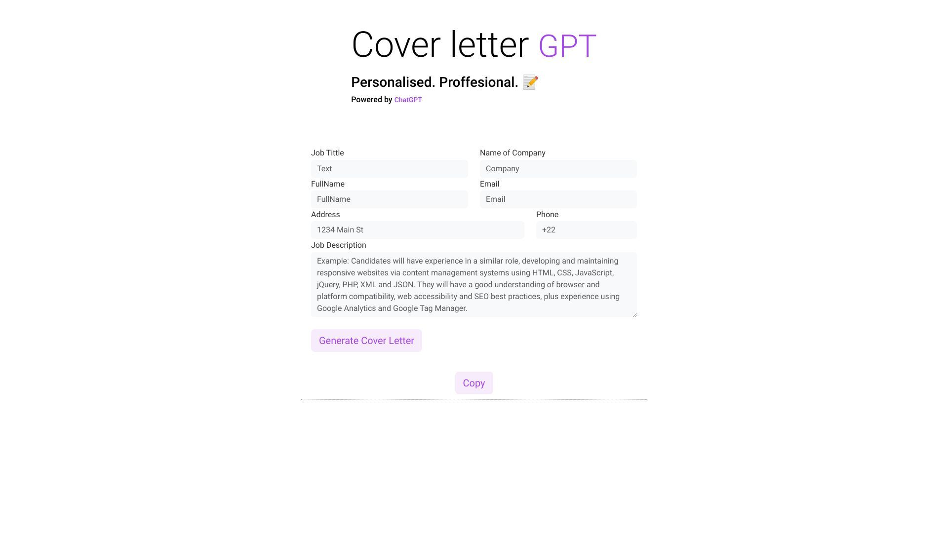 ChatGPT Cover Letter Builder image