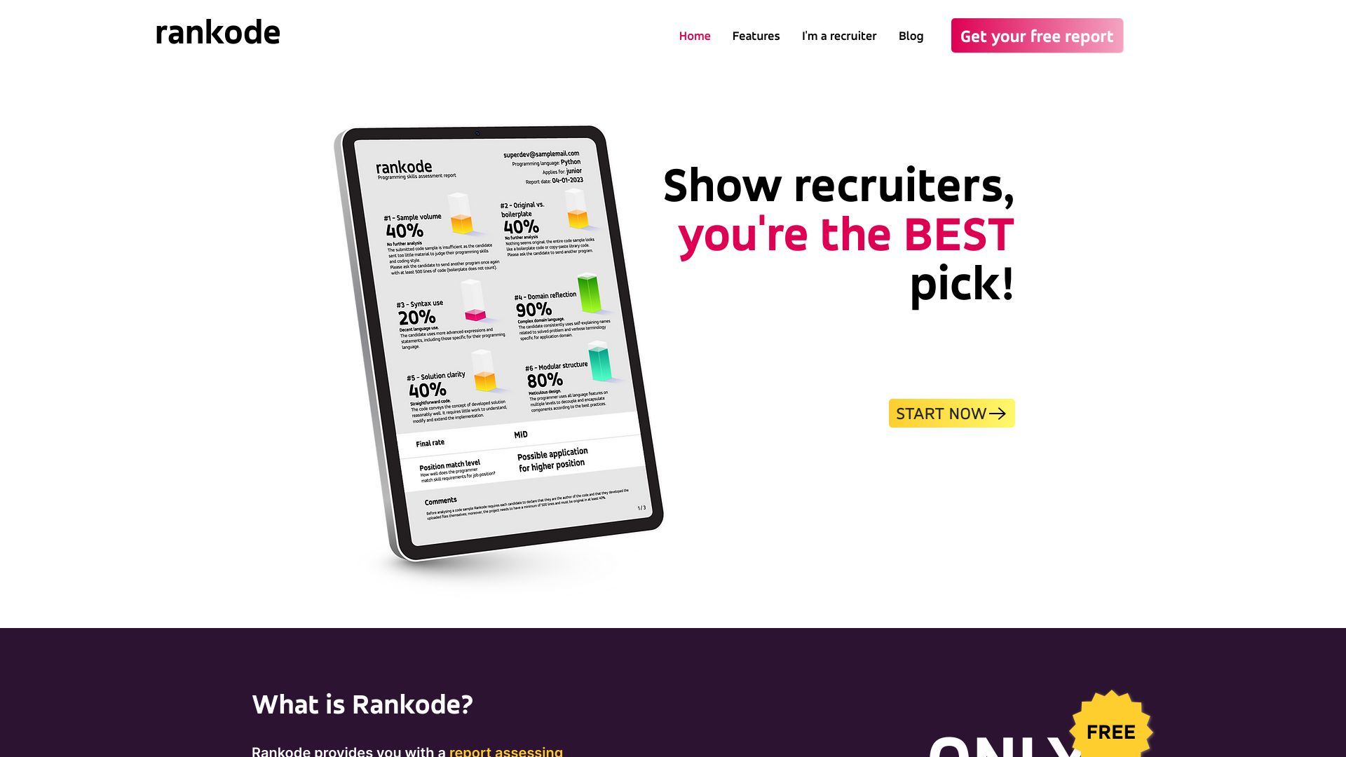 Rankode | AI Generated Programming Skills Report image