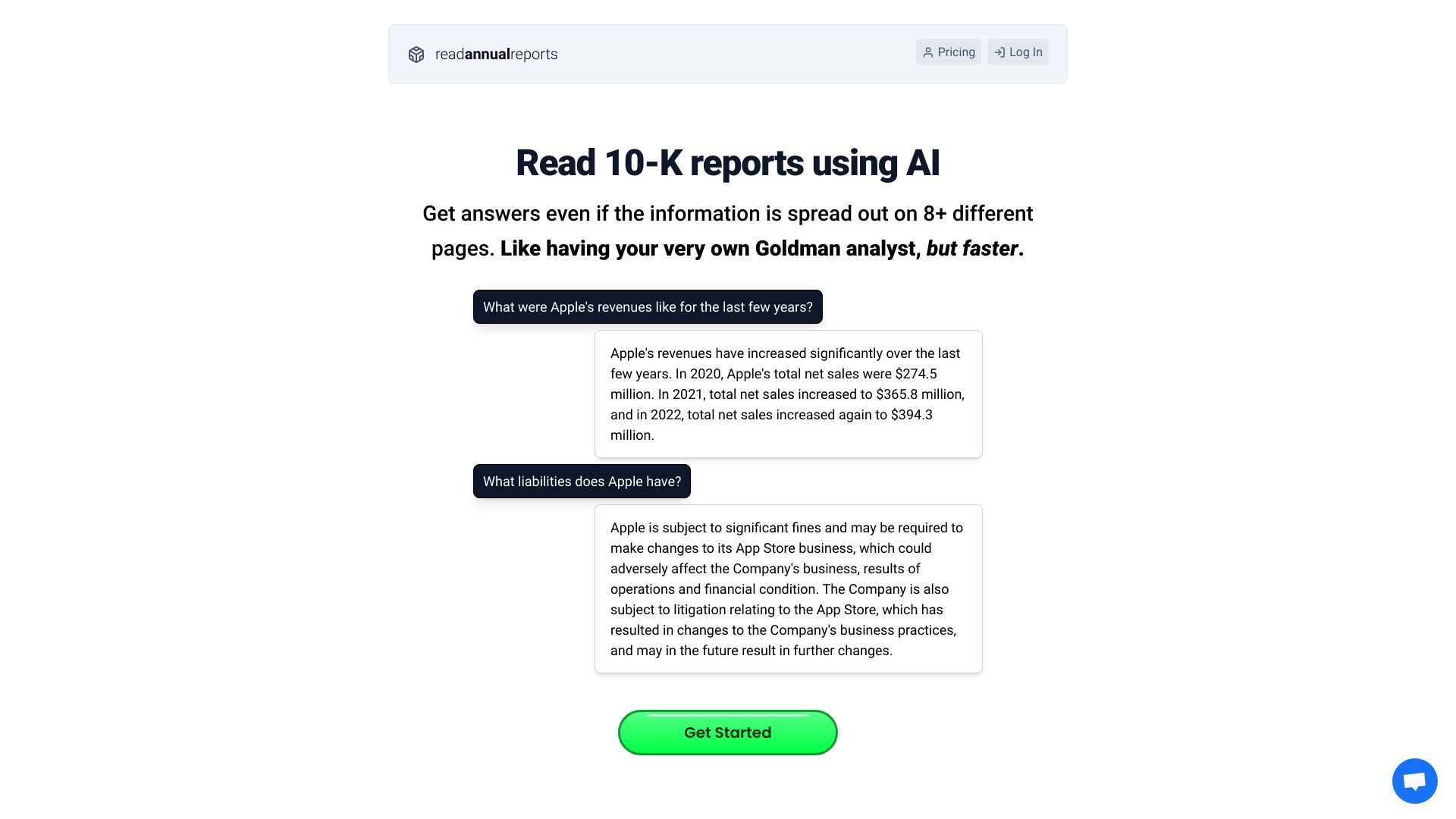 Read 10-K reports using AI image
