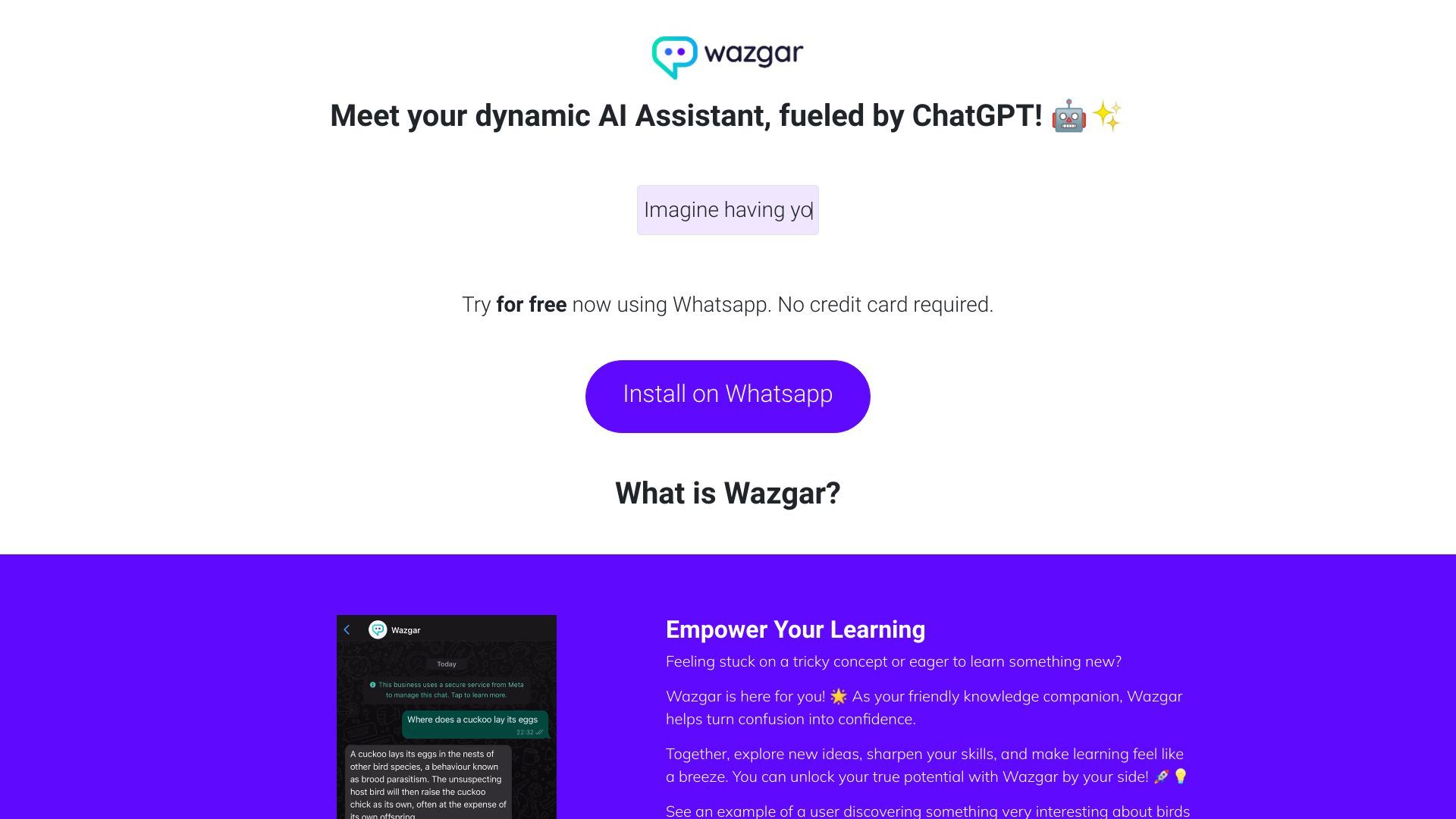 Wazgar - ChatGPT in Whatsapp image