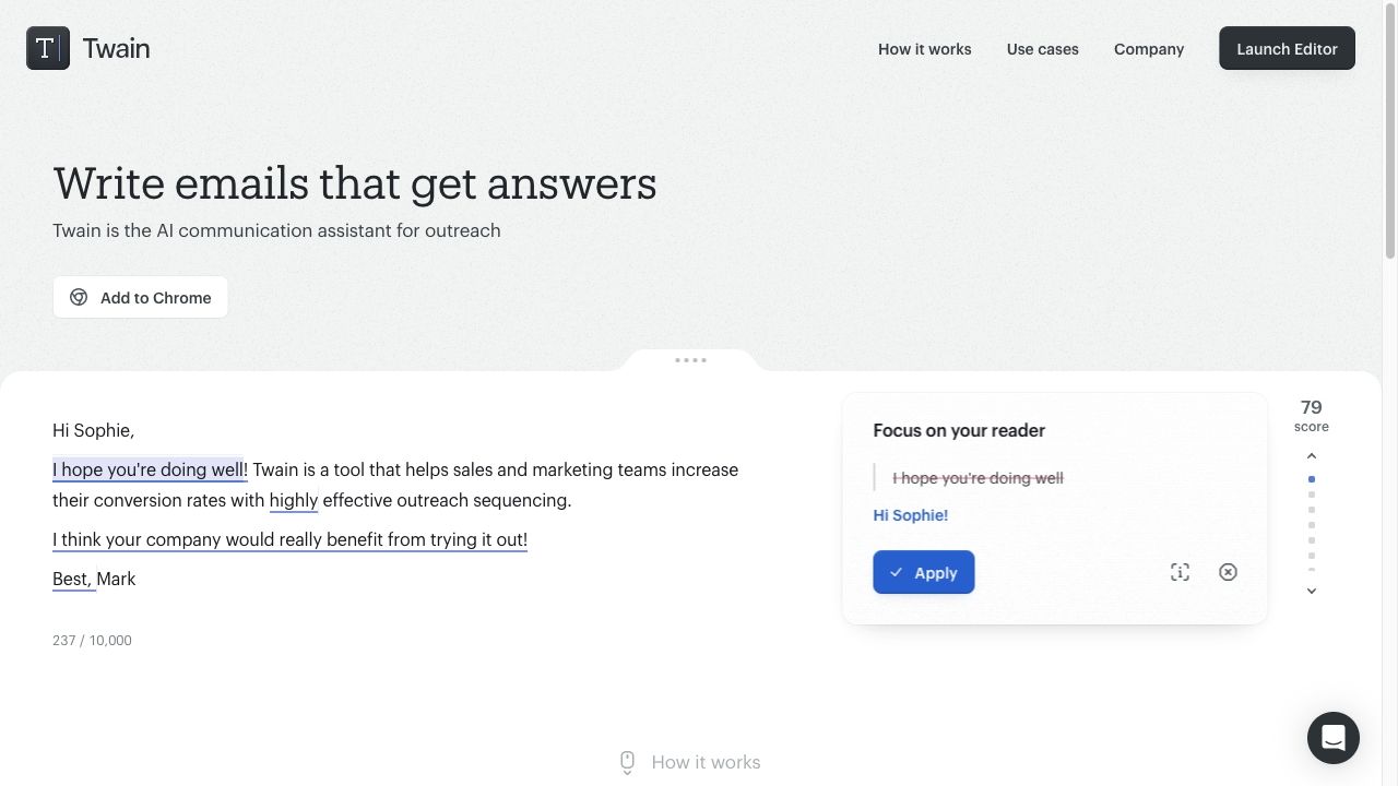 Twain - AI communication assistant for outreach image
