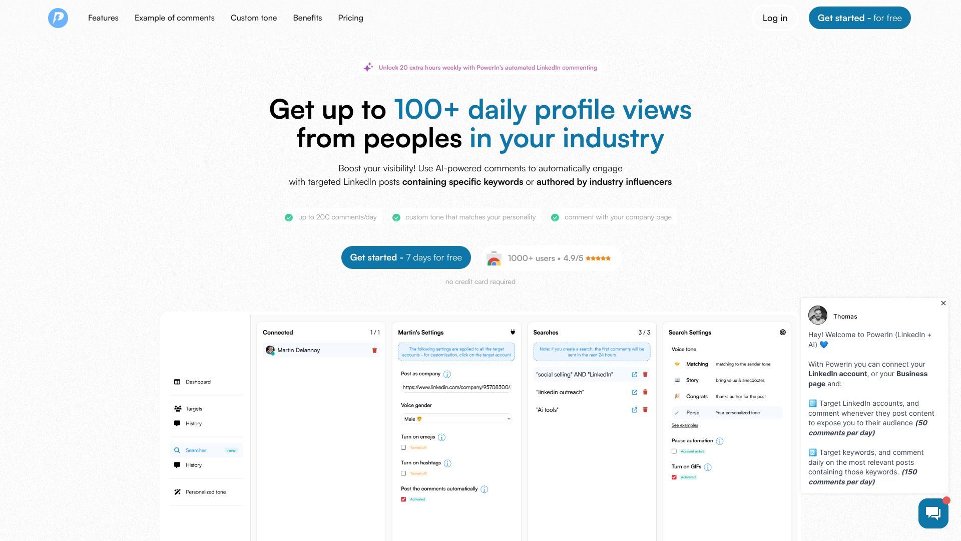 PowerIn - Automated LinkedIn Comments with AI image