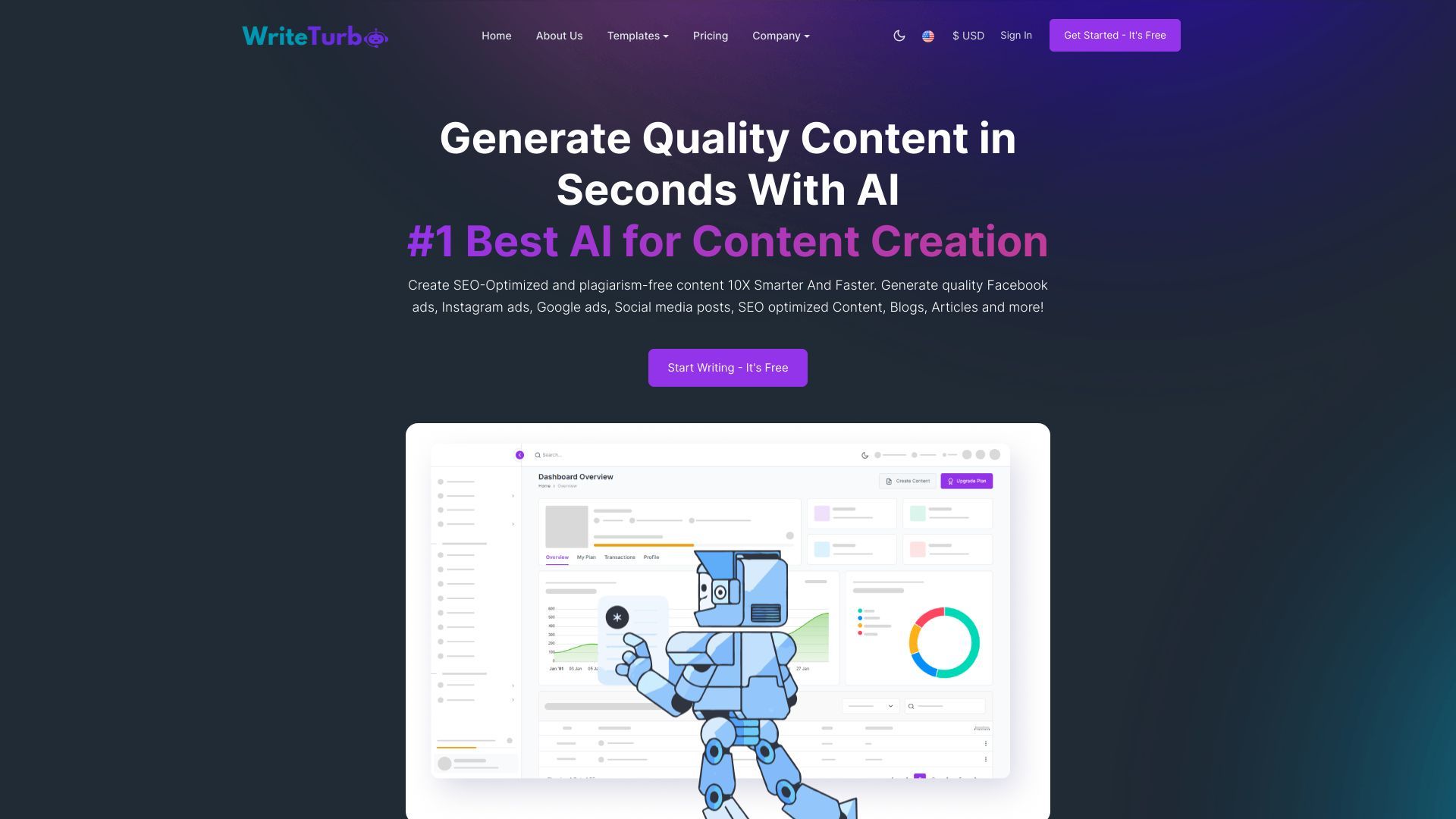 WriteTurbo - Best AI Copywriter and Content Generator image