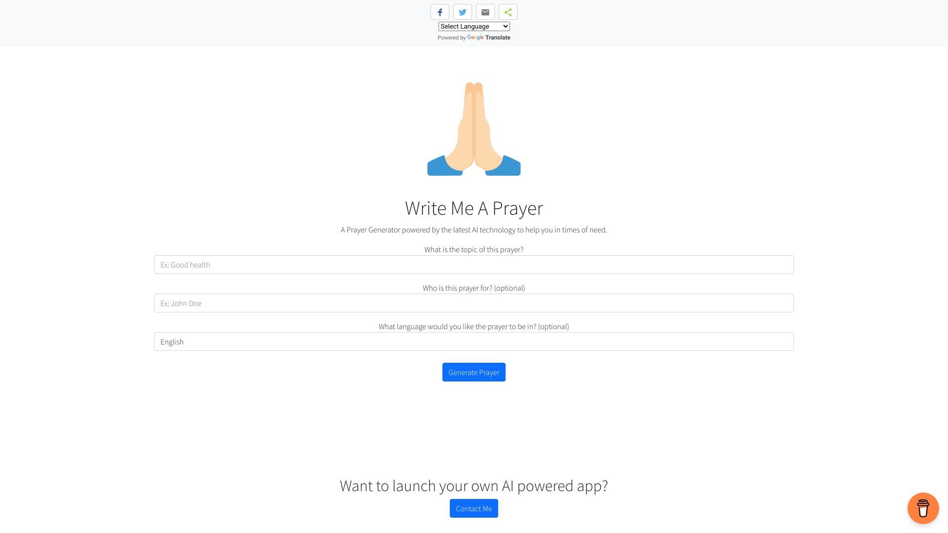 Write Me A Prayer - An AI Powered Prayer Generator image