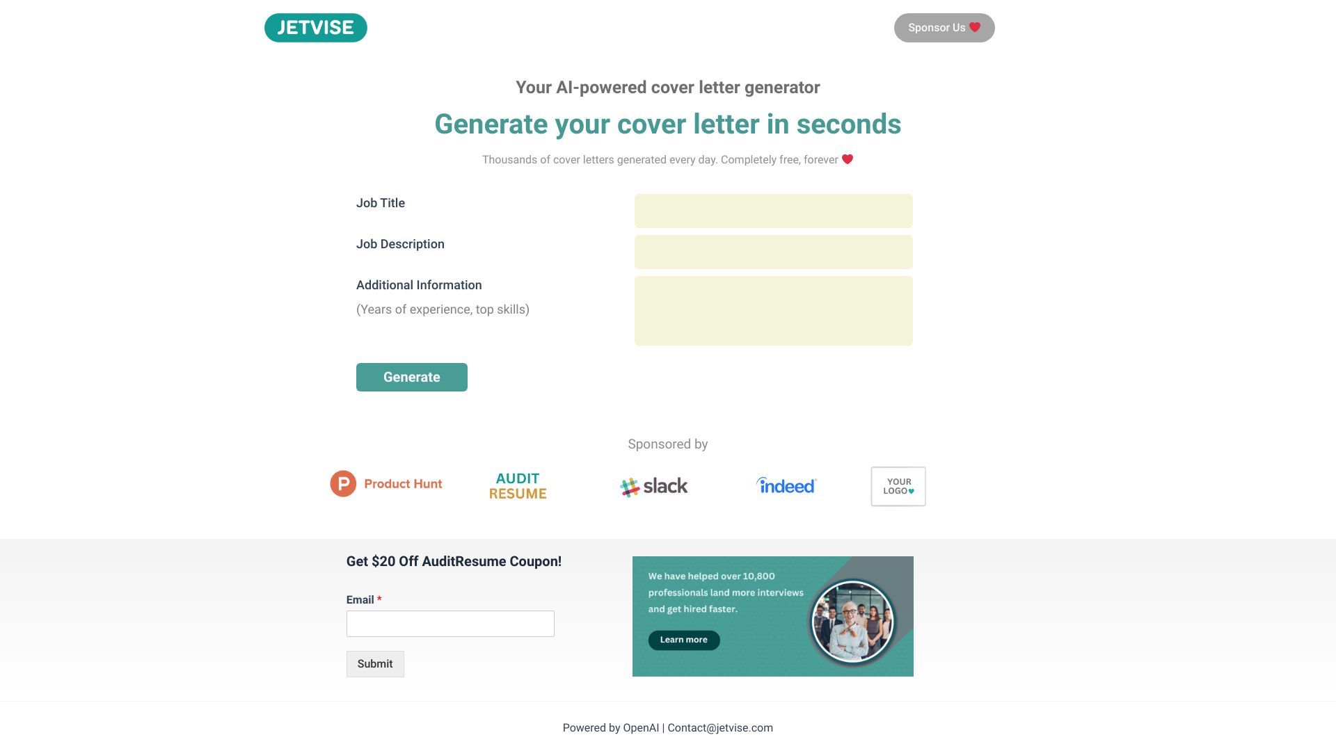 AI-Powered Cover Letter Generator image