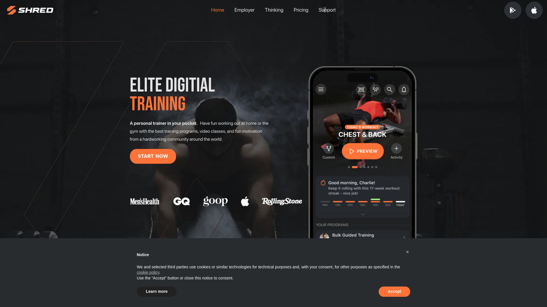 SHRED: Home & Gym Workouts App image