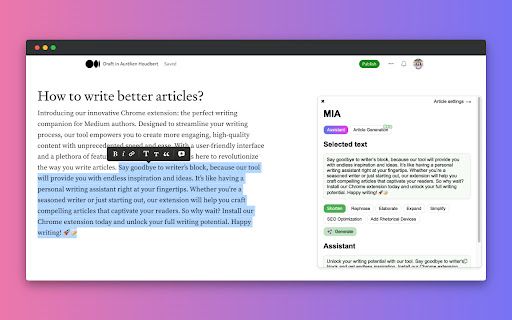 MIA: AI-Powered Writing Assistant image