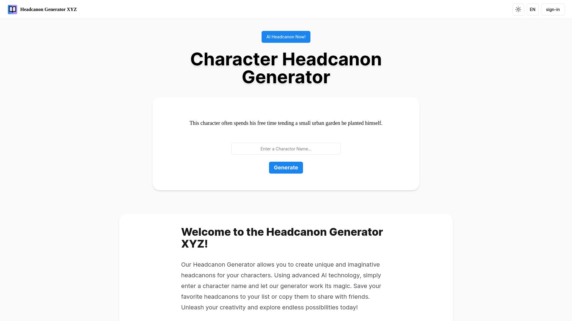 Headcanon Generator XYZ image