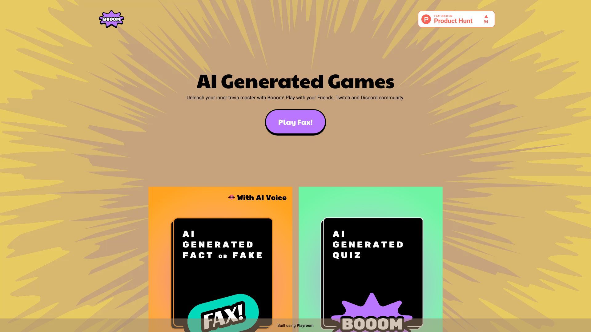 Booom: AI Generated Trivia and Social Games image