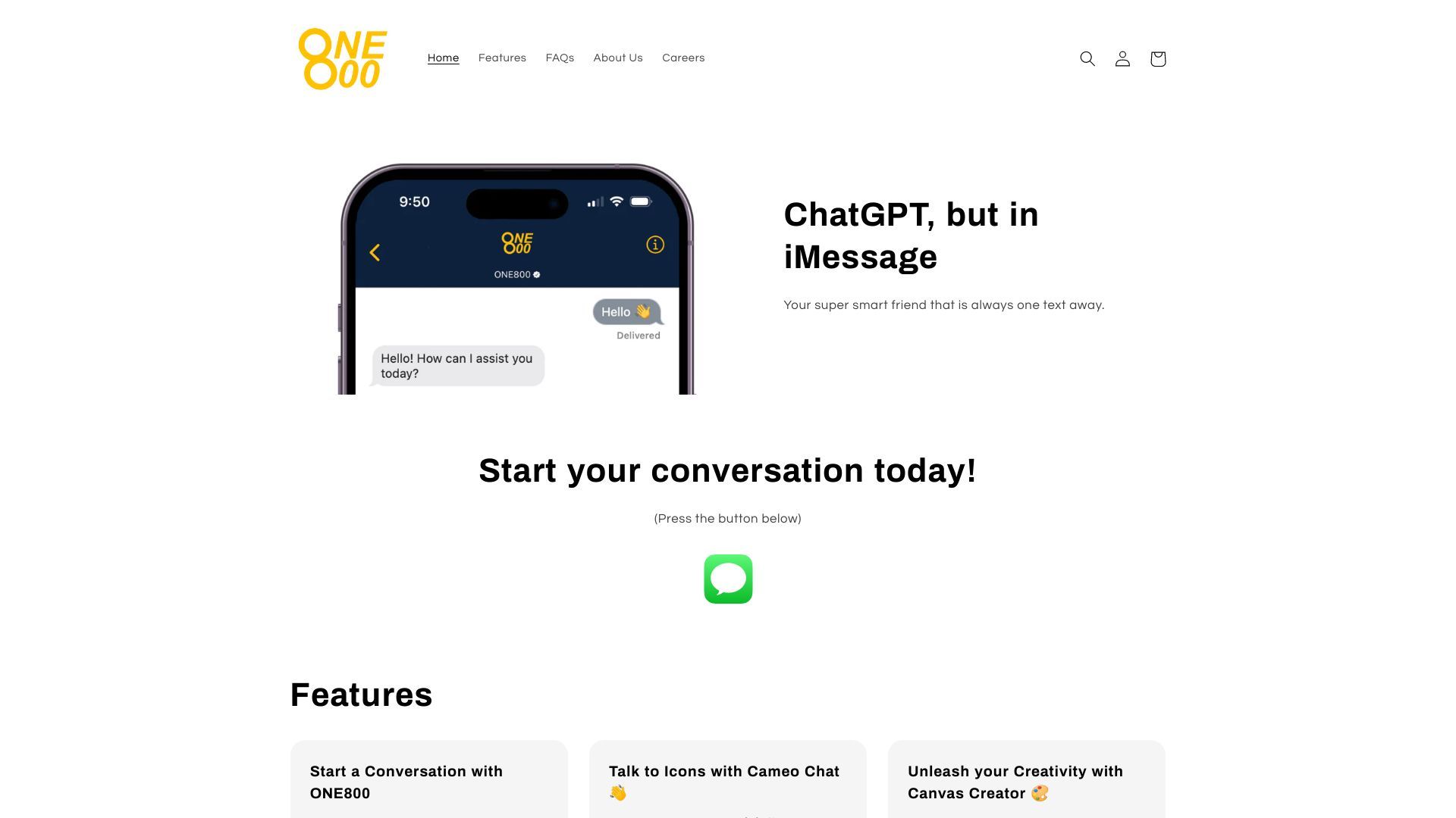 ONE800: ChatGPT for iMessage image