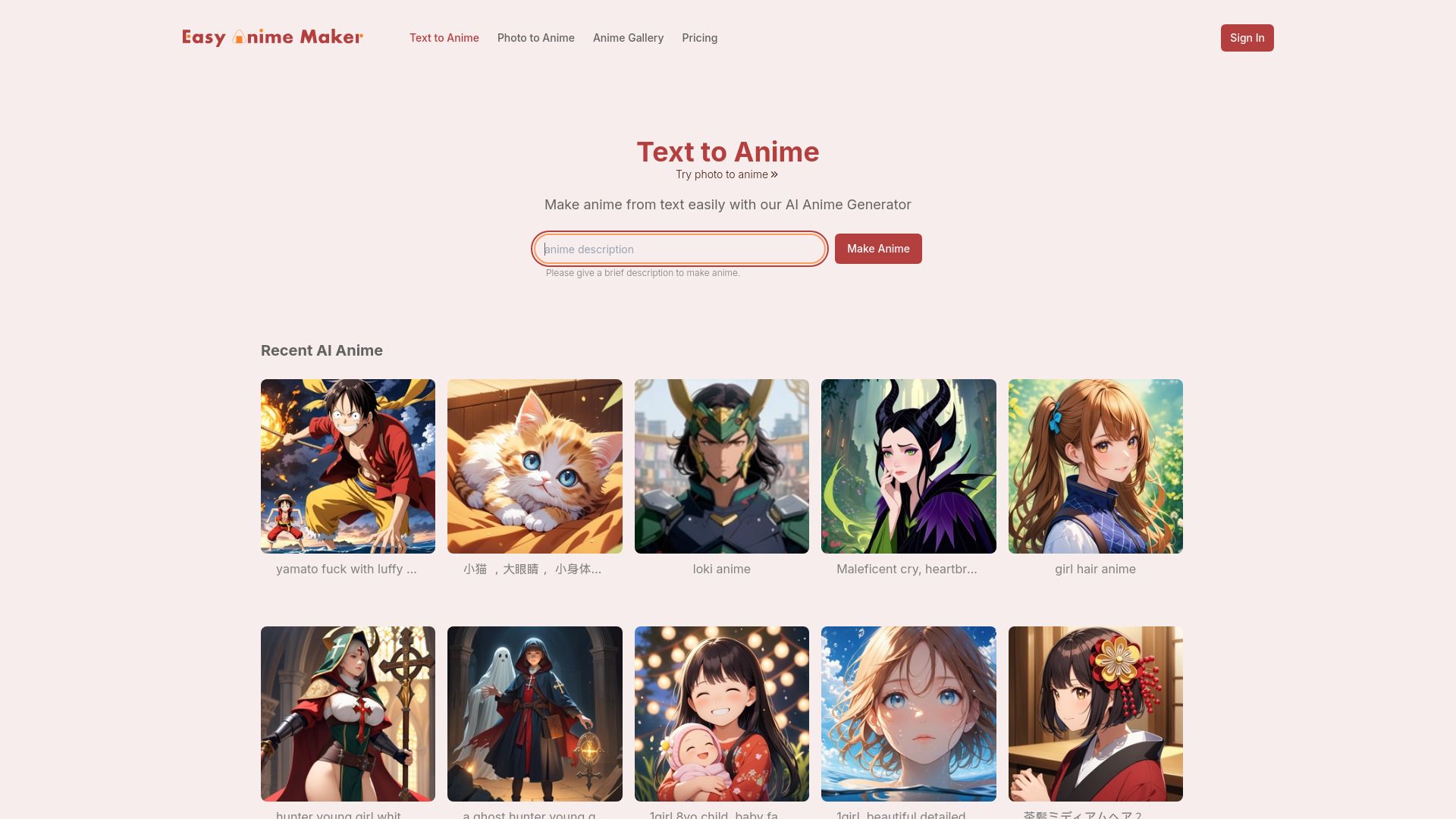 AI Anime Generator image