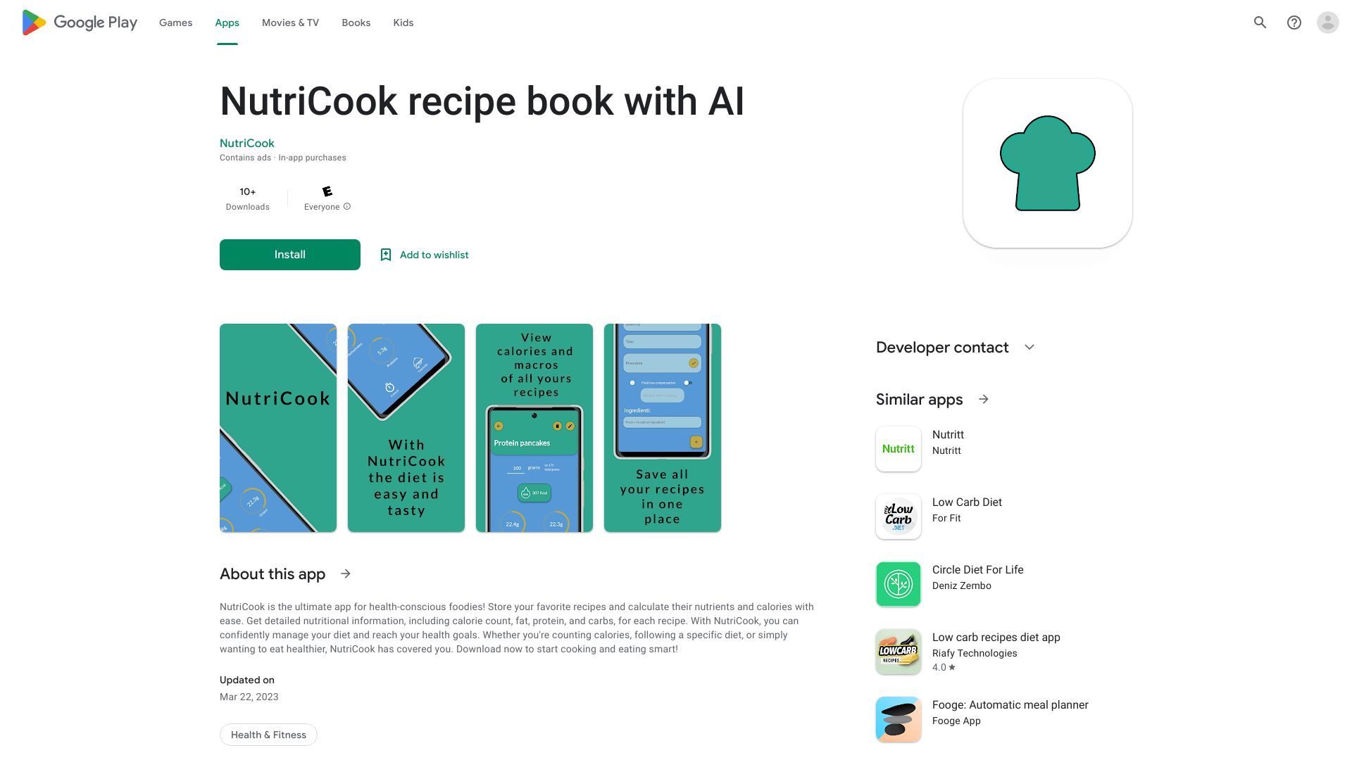 Calorie and Nutrient Recipe Book image