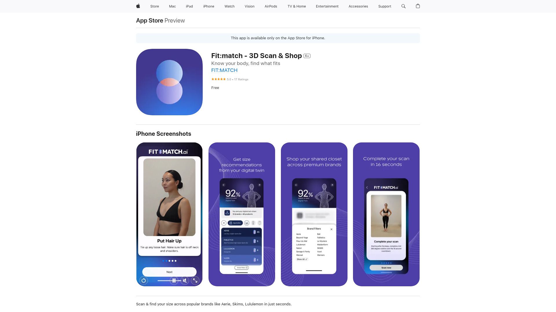 Fit:match - 3D Scan & Shop image