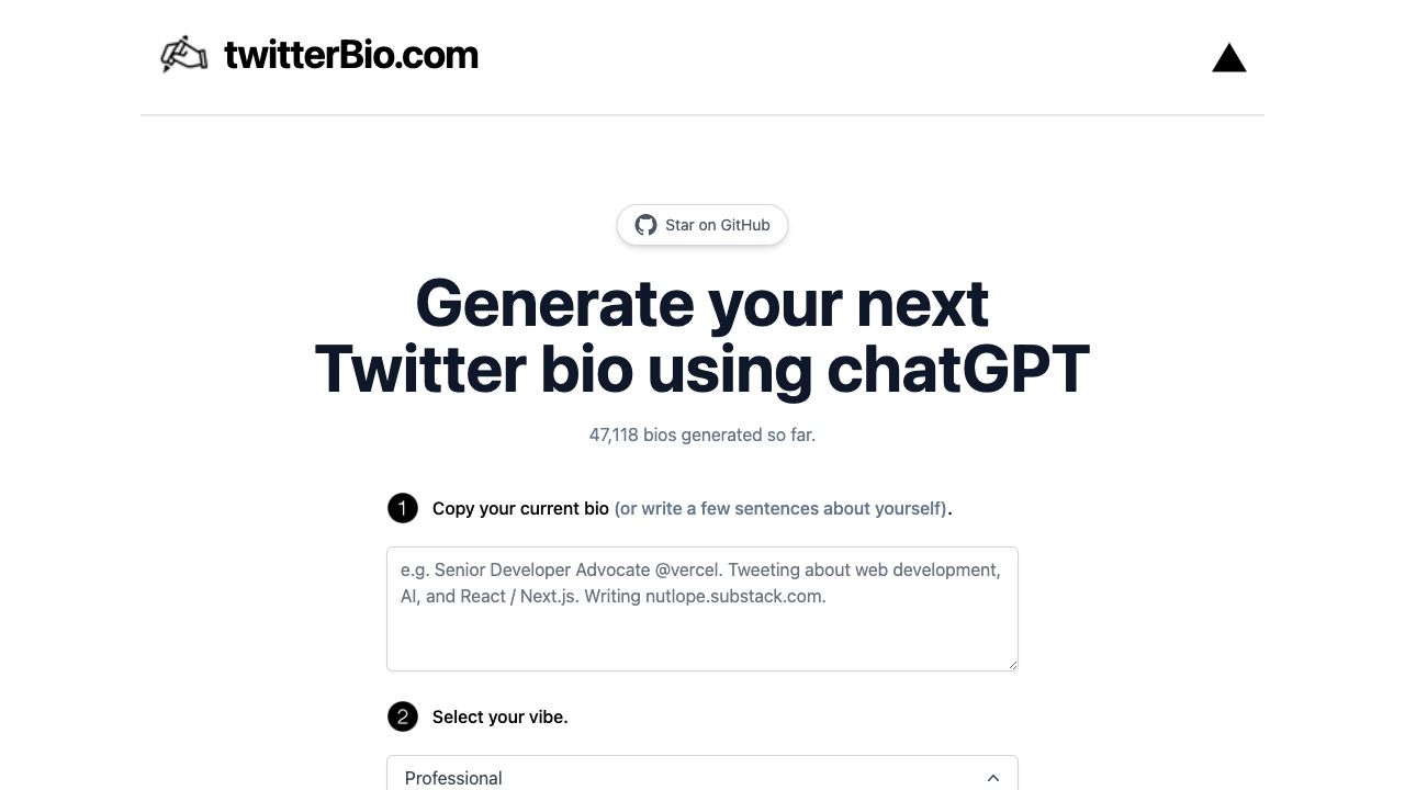 Twitter Bio Generator image