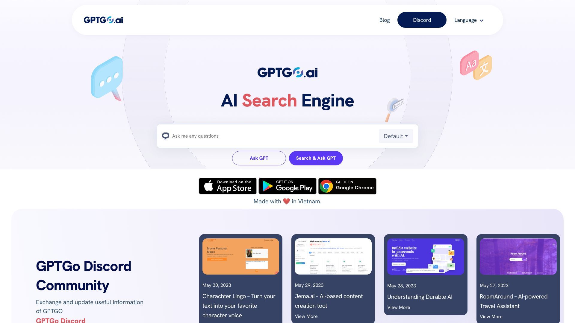 GPTGO - ChatGPT Free combined Search Engine image