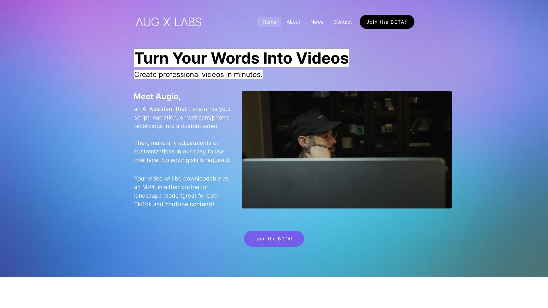 Aug X Labs | AI video editing image