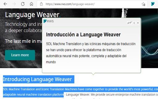 Language Weaver Instant Translation image