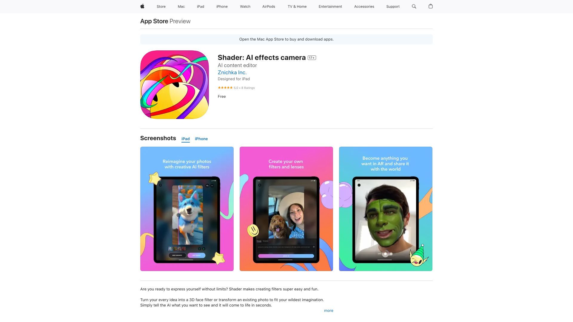 Shader: AI effects camera image