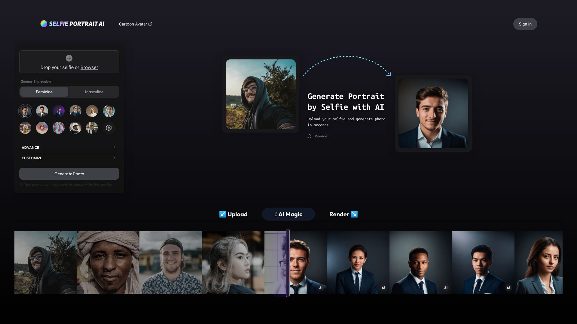 Selfie Portrait AI image