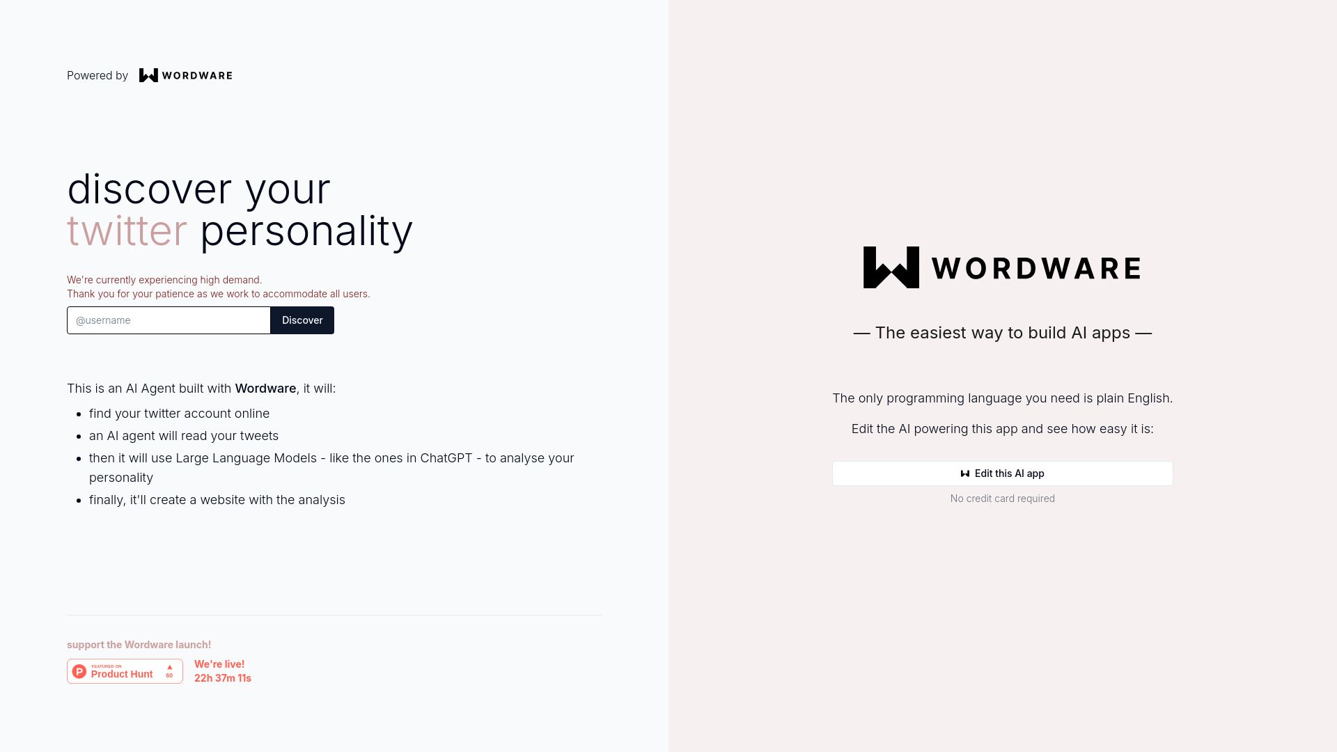 Twitter Personality - AI Agent by Wordware image