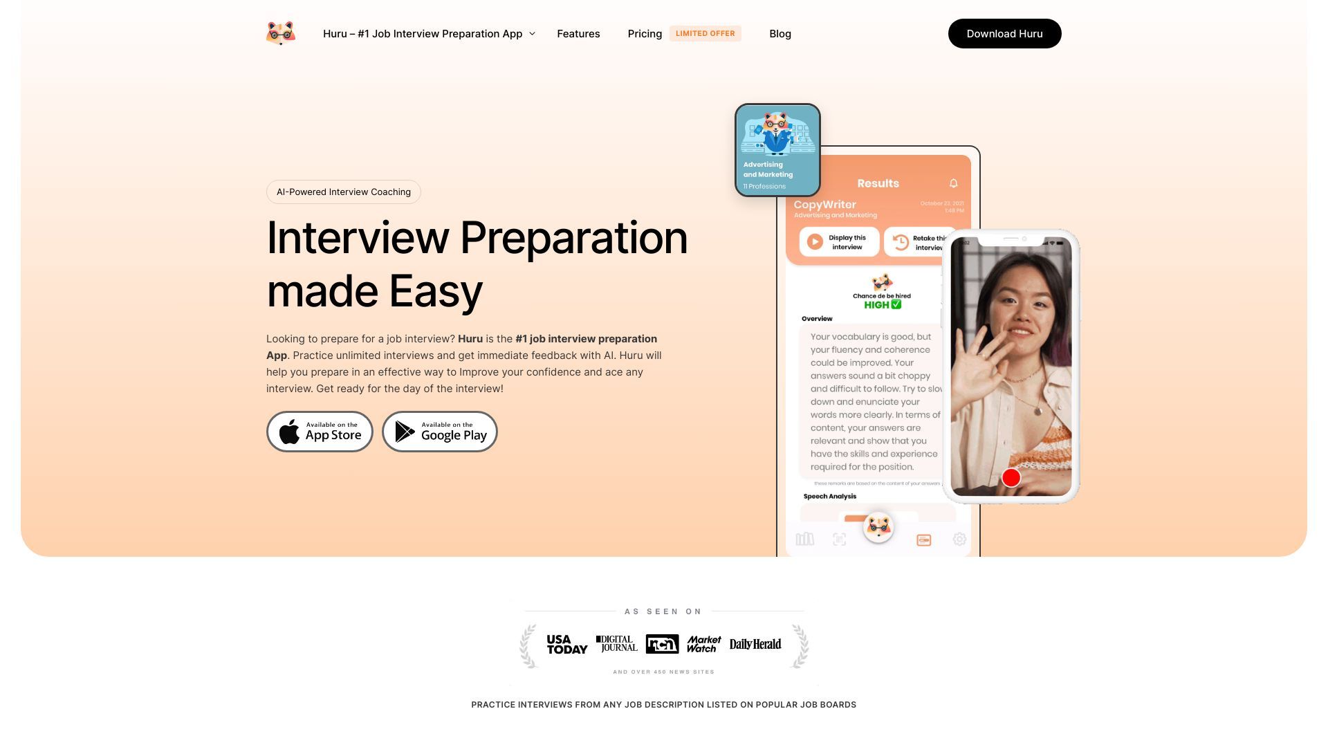 Huru - AI Job Interview Preparation Coaching App image