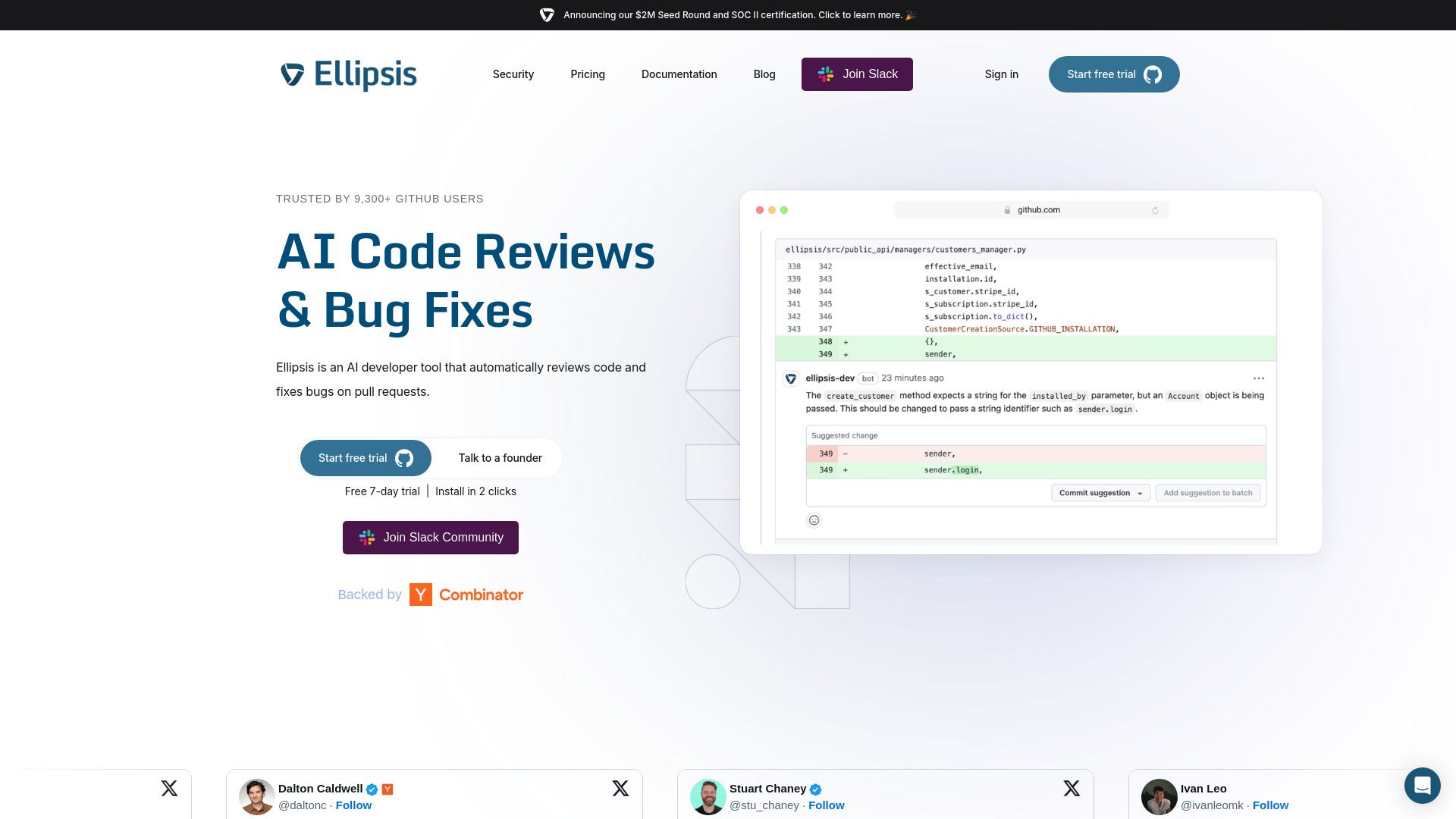 Ellipsis AI Code Reviews & Bug Fixes image