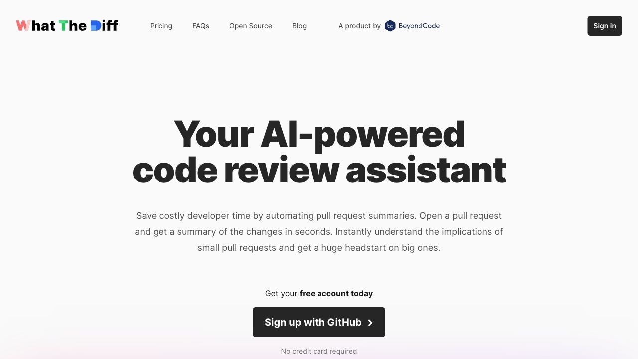 What The Diff – AI powered code review assistant image