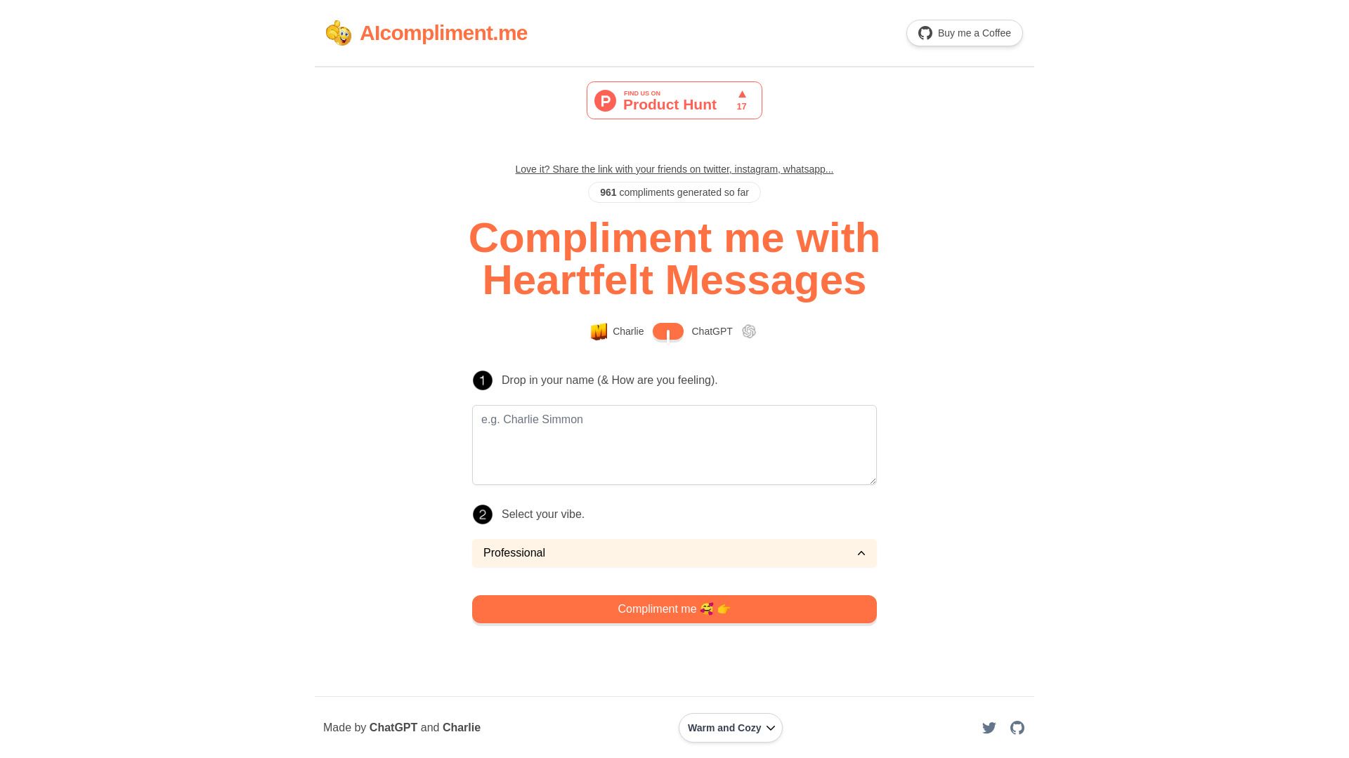 AIcompliment.me image