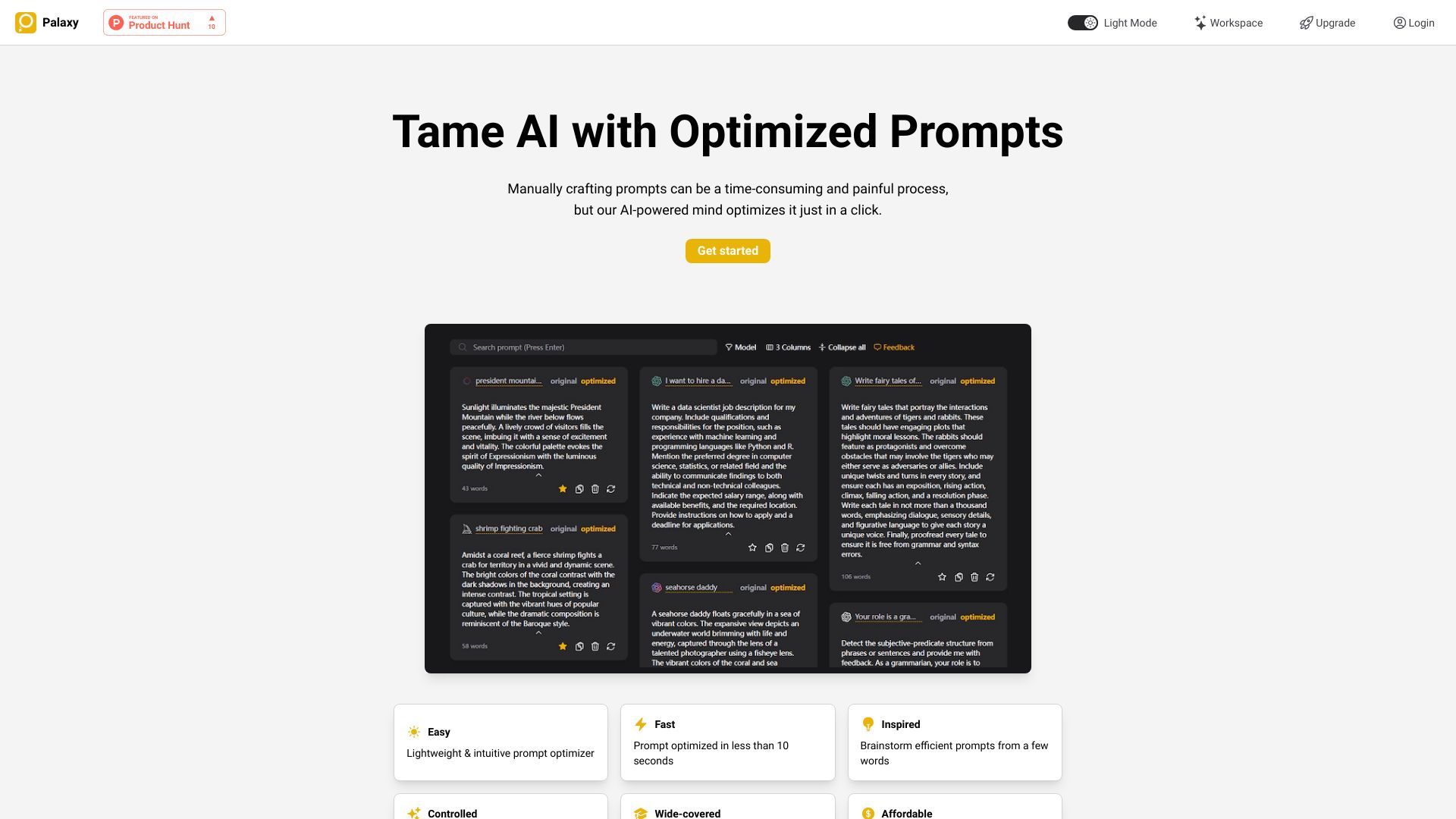 Palaxy - Tame AI with Optimized Prompts image