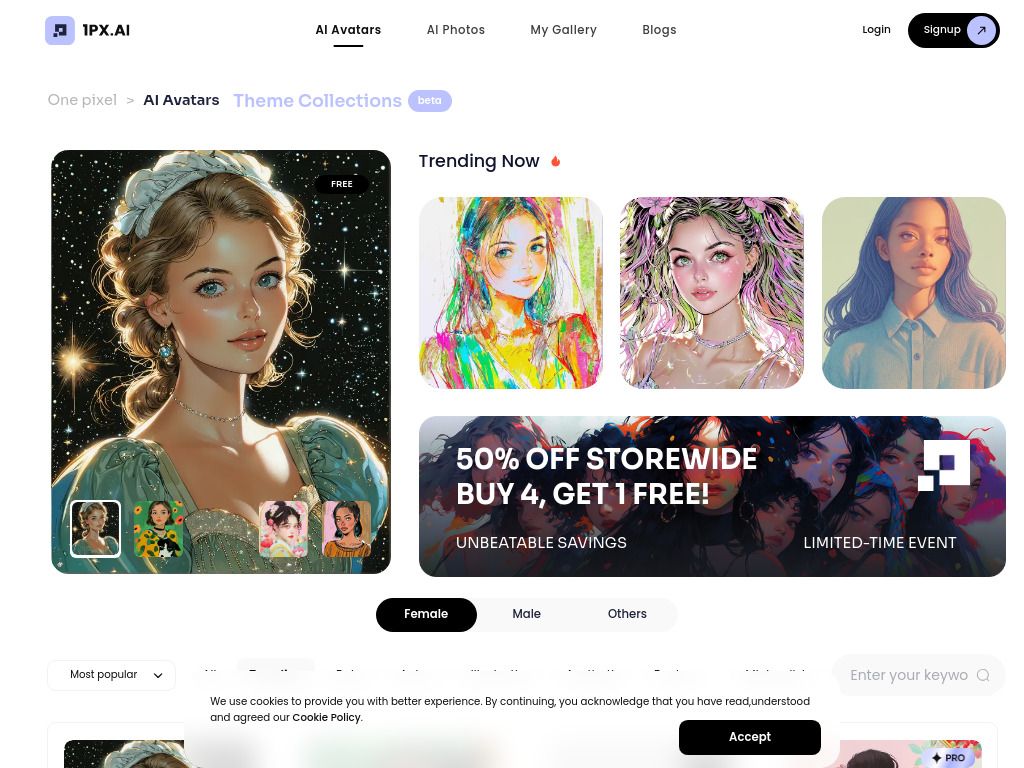1PX.AI The world's most advanced AI Avatars generator image