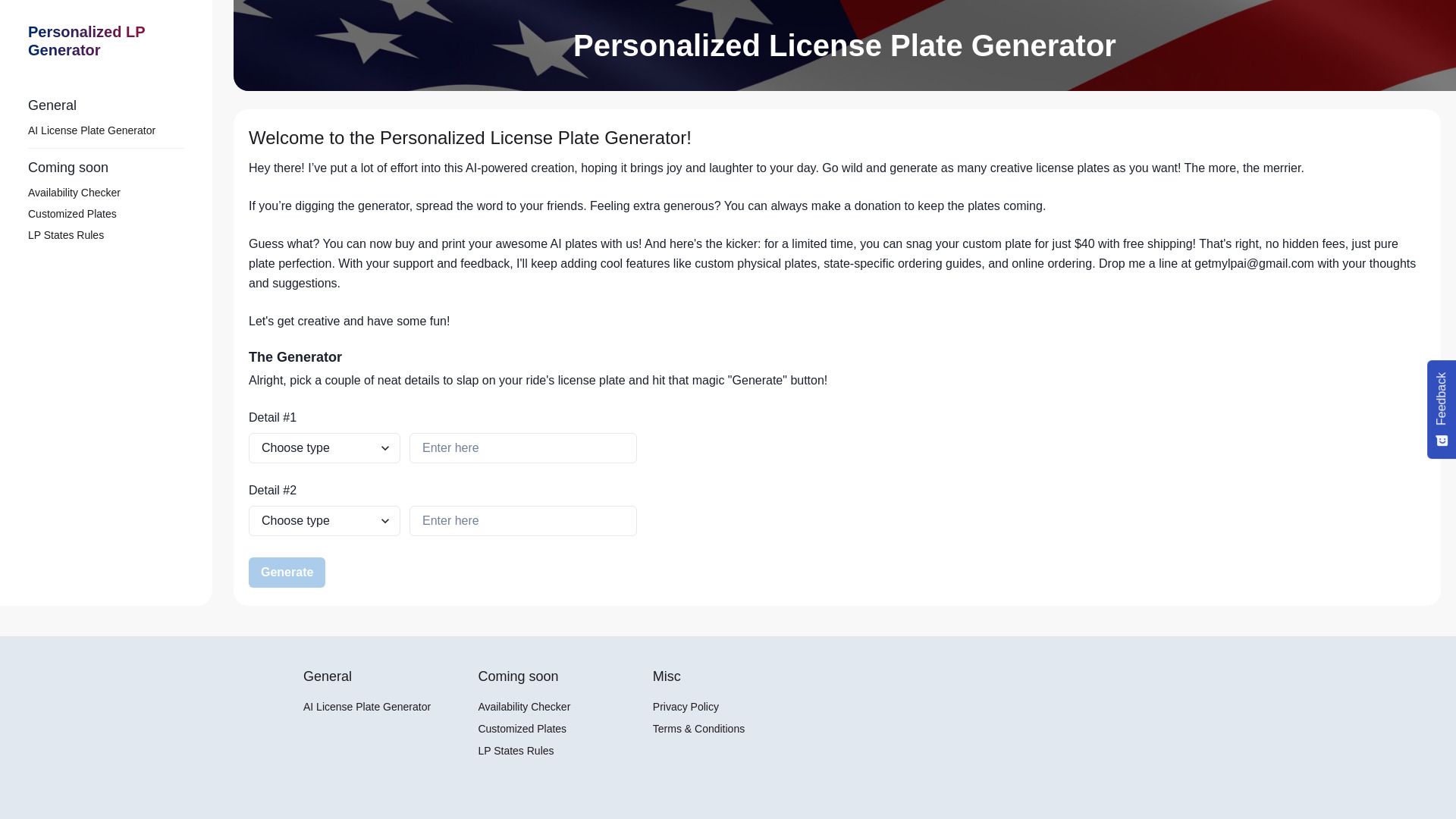 Personalized License Plate Generator image