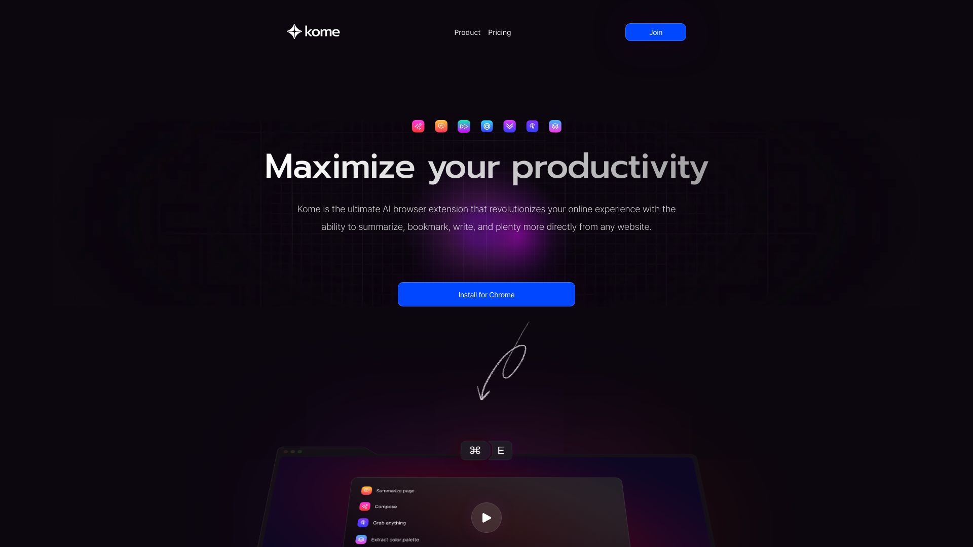 Kome: AI Summary and Bookmark Extension image