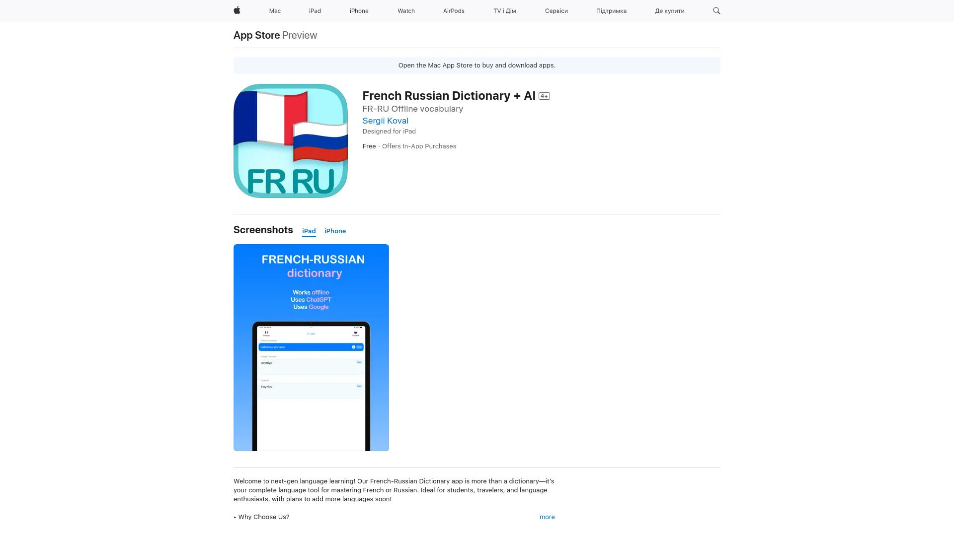 French Russian Dictionary + AI image
