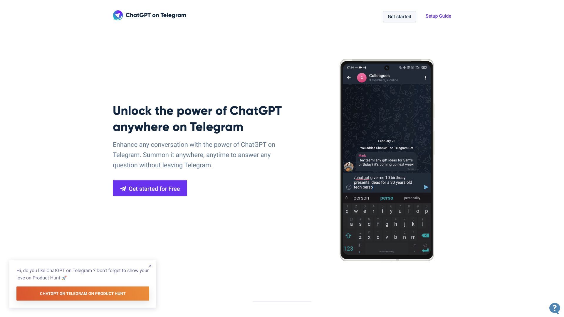 ChatGPT on Telegram image