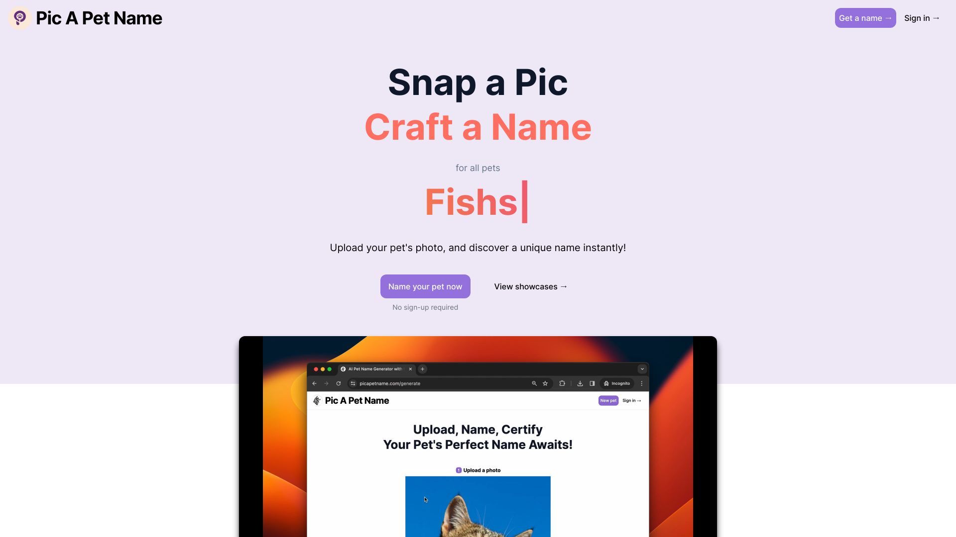 Pic A Pet Name image