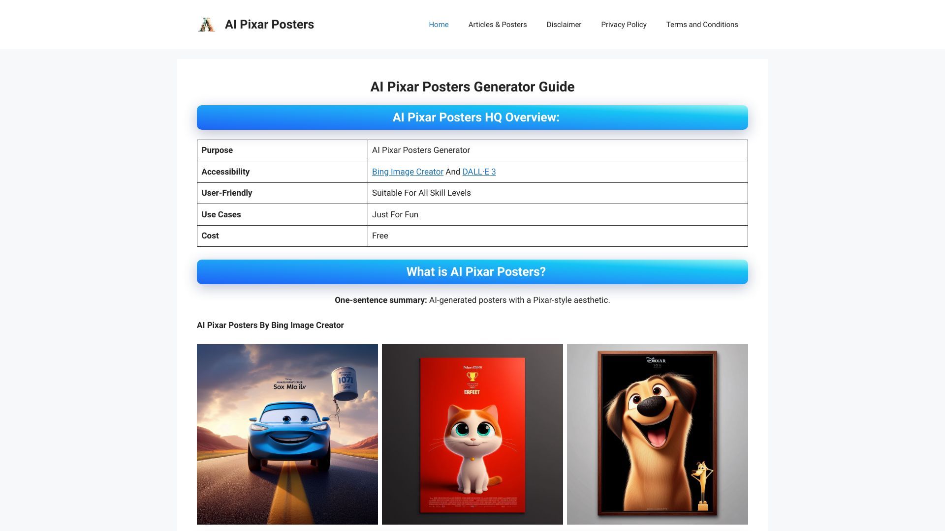 AI Pixar Posters Generator image