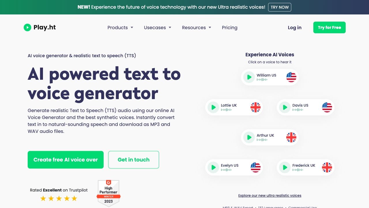 PlayHT: AI Voice Generator & Realistic Text to Speech Online image